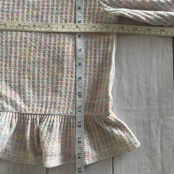 Cat & Jack Waffle Knit Top Girls 3T Pastel Peplum Long Sleeve - Picture 6 of 7